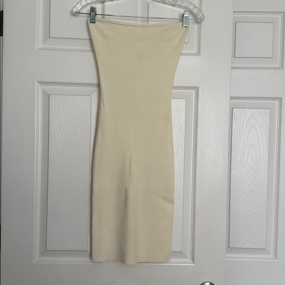 H&M Cream Strapless Knit Dress S
